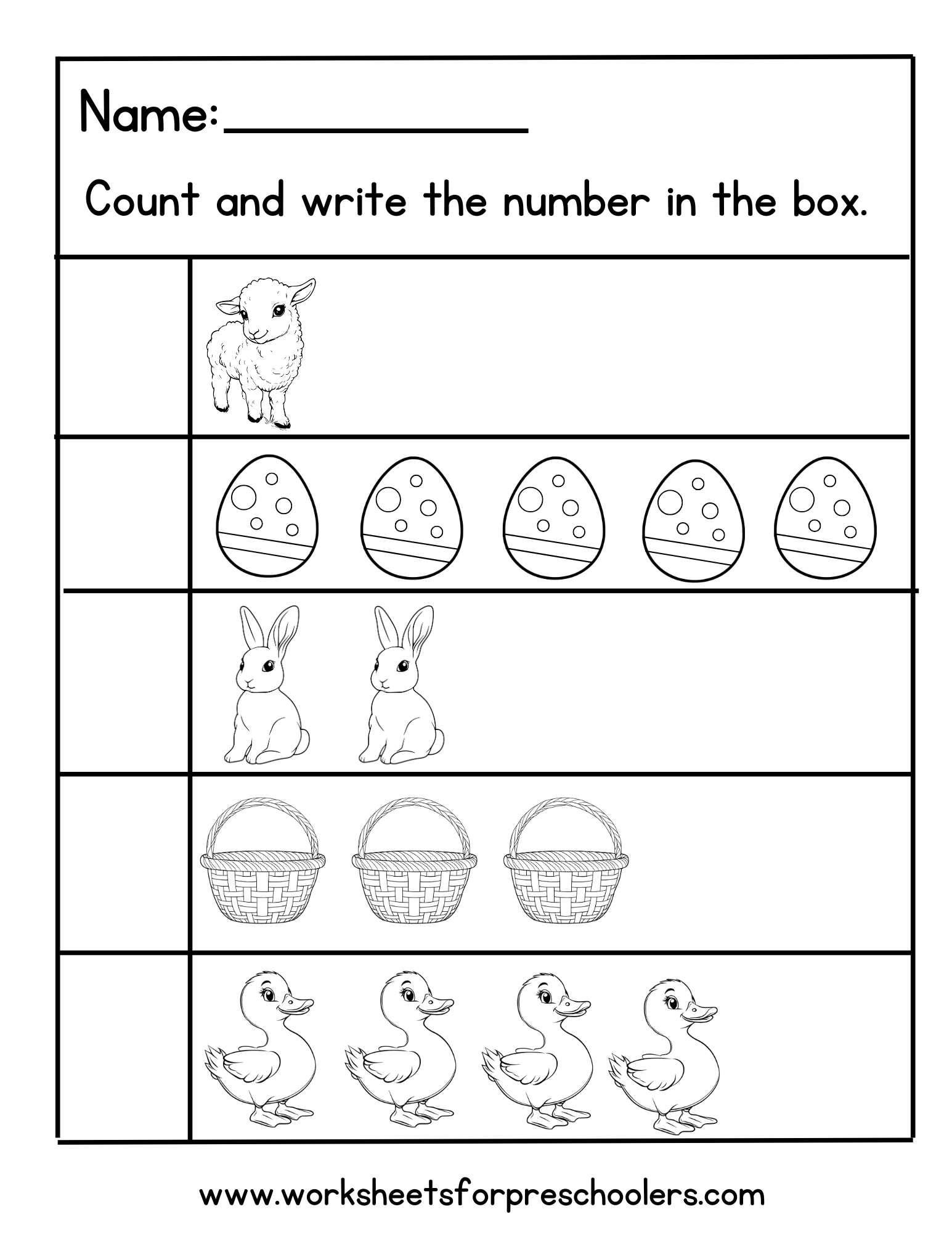 Easter Theme Count and Write Number