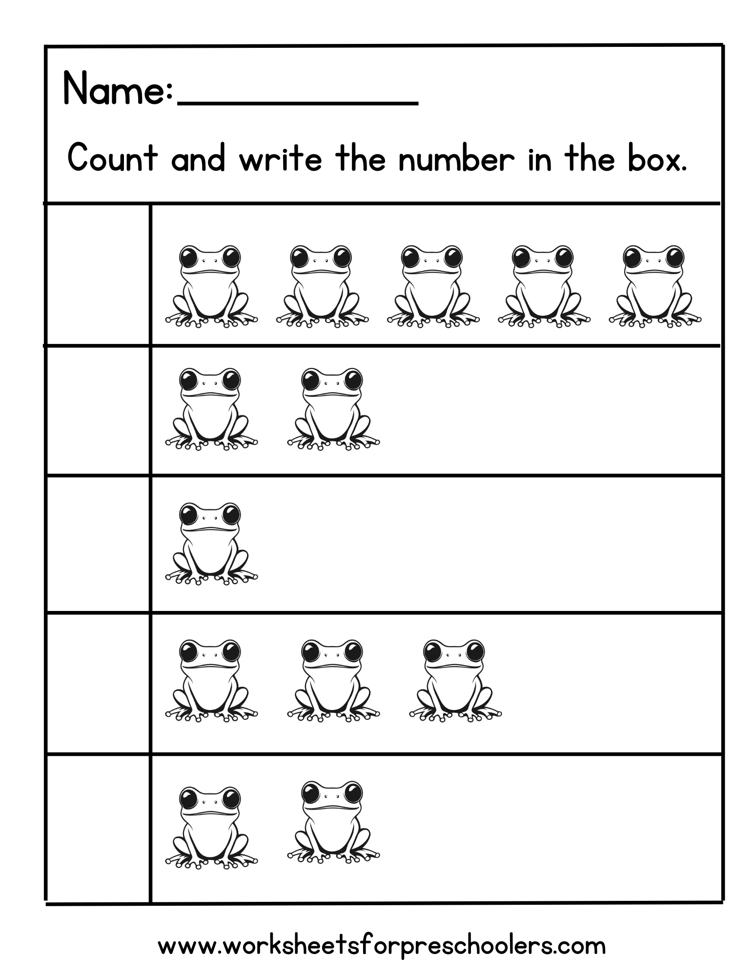 Frog Count and Write Number Worksheet Frog Count and Write Number Worksheet