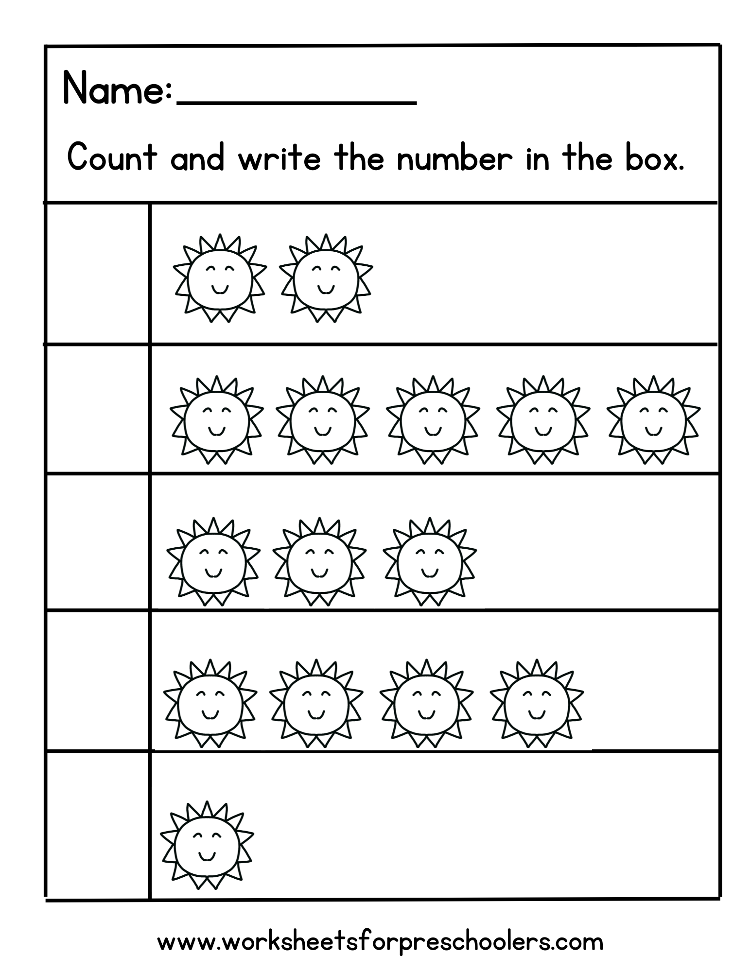Summer Theme Count and Write Number Worksheet Summer Theme Count and Write Number Worksheet