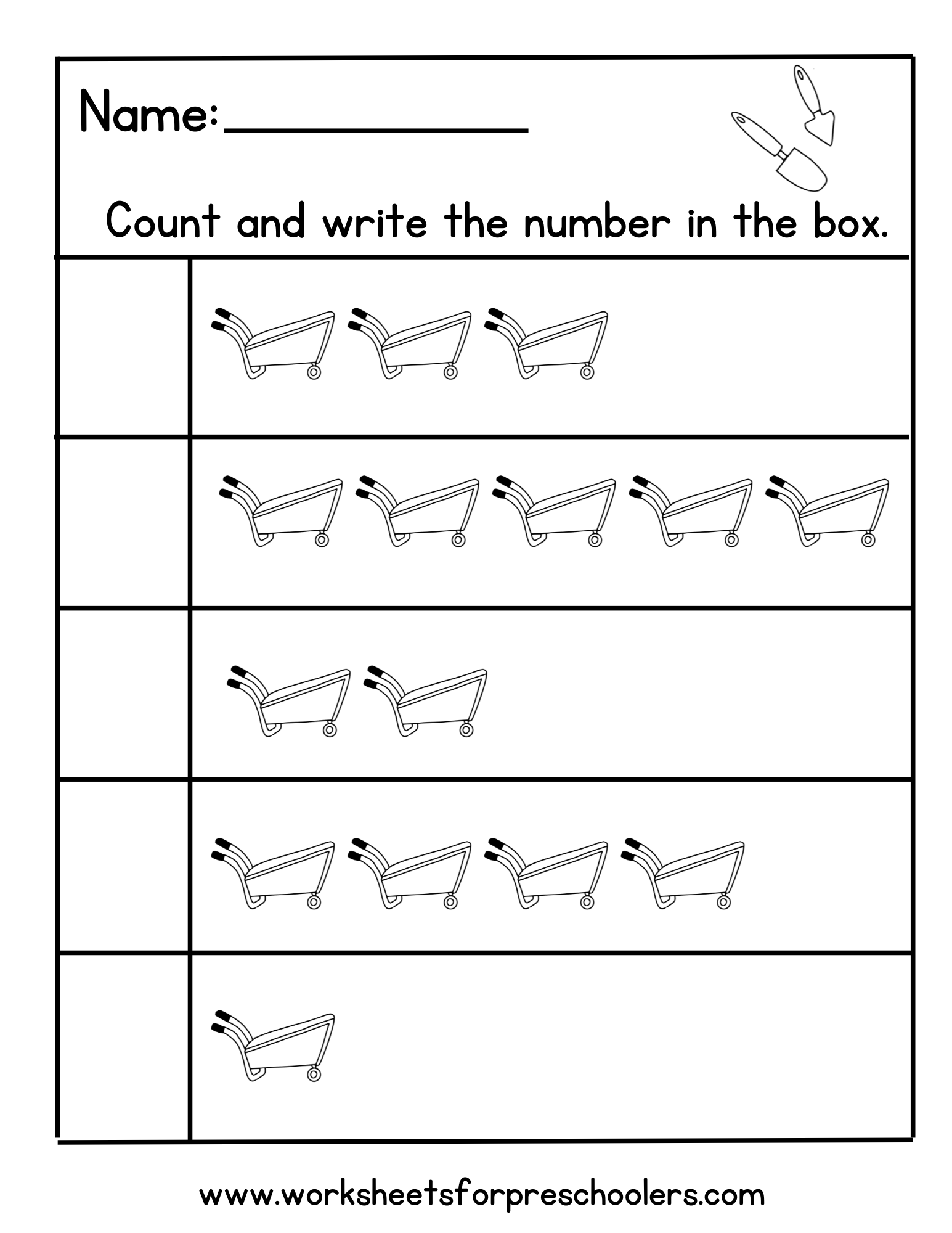 Garden Count and Write Number Worksheet