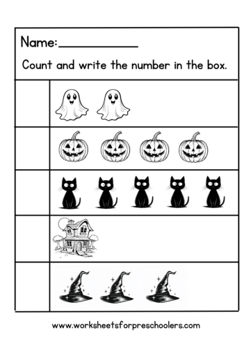 Halloween Count and Write Number Worksheet