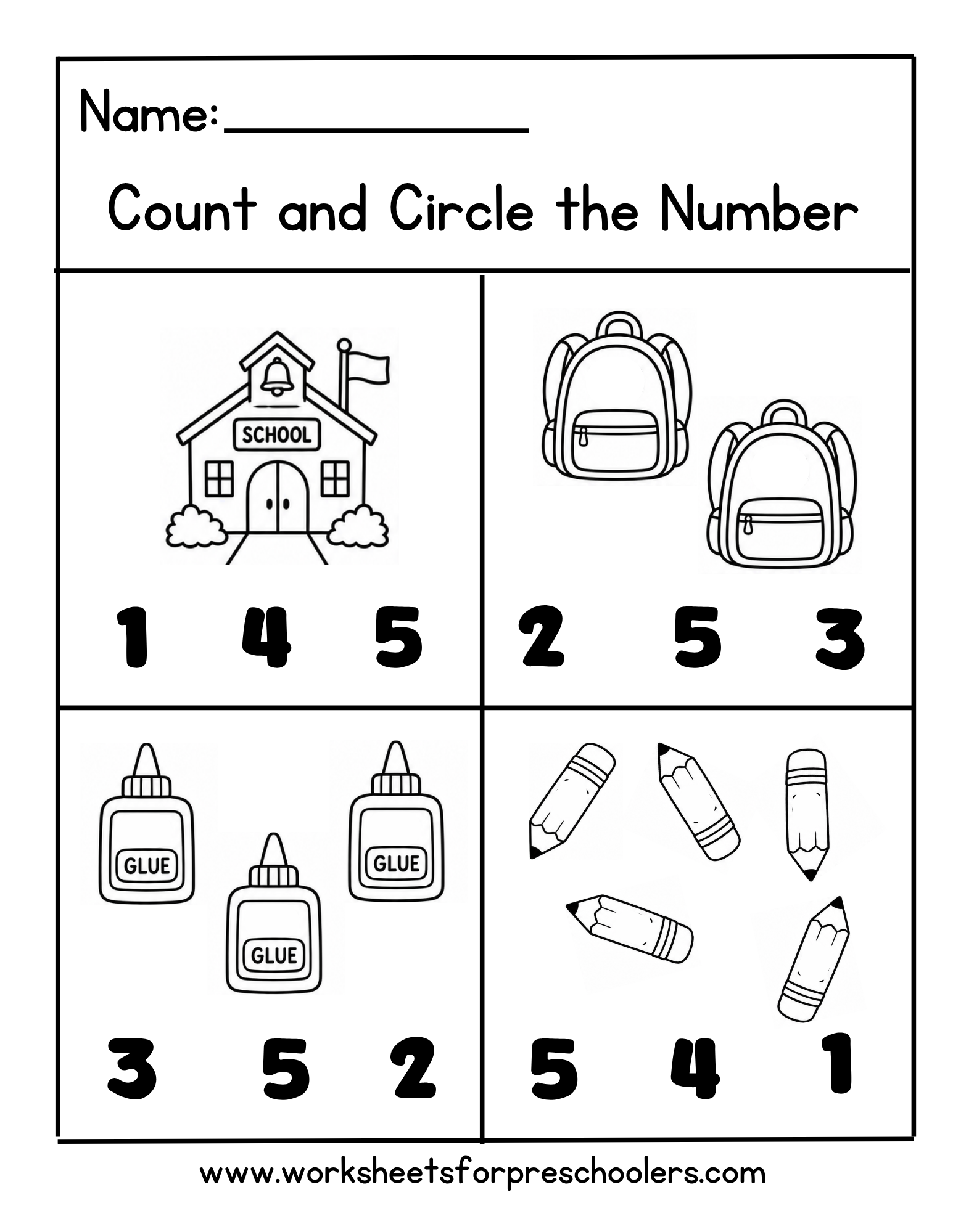 Count and Circle the Number Worksheet Count and Circle the Number Worksheet