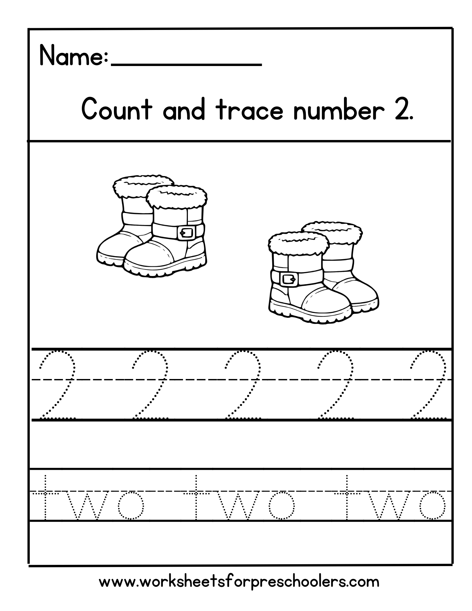 Number 2 Tracing Worksheet