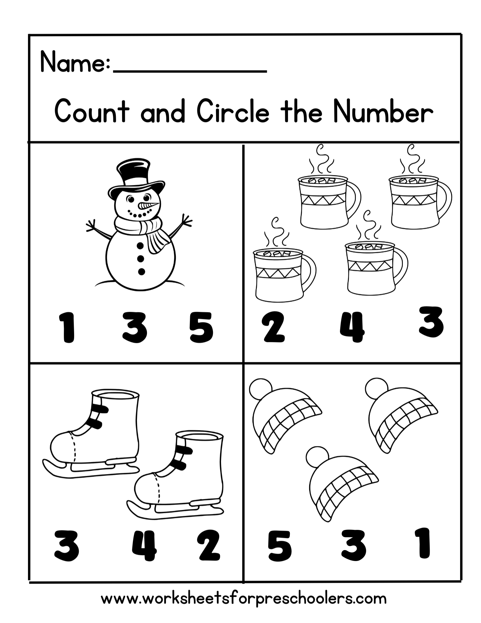 Winter Counting Math Worksheet