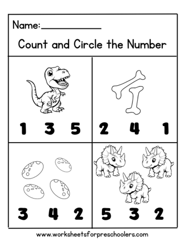 Dinosaur Count and Circle Worksheet