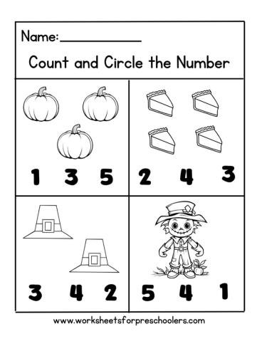 Count and Circle Math Worksheet