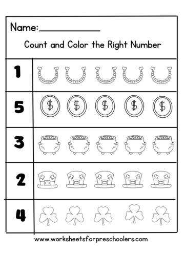 St Patrick Day Counting Worksheet Preschool