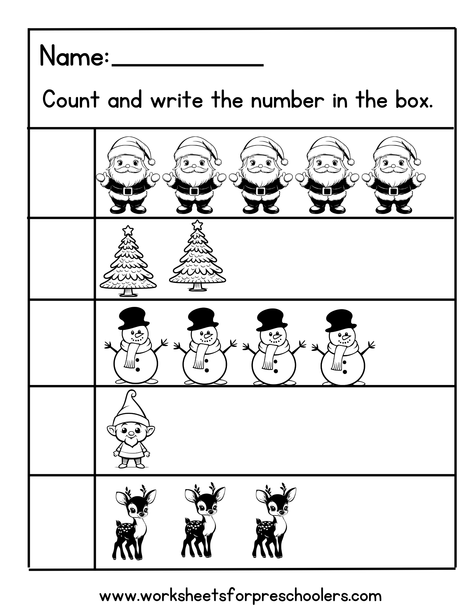Christmas Counting Worksheet 