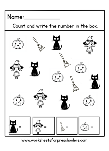 Counting Math  Worksheet Halloween