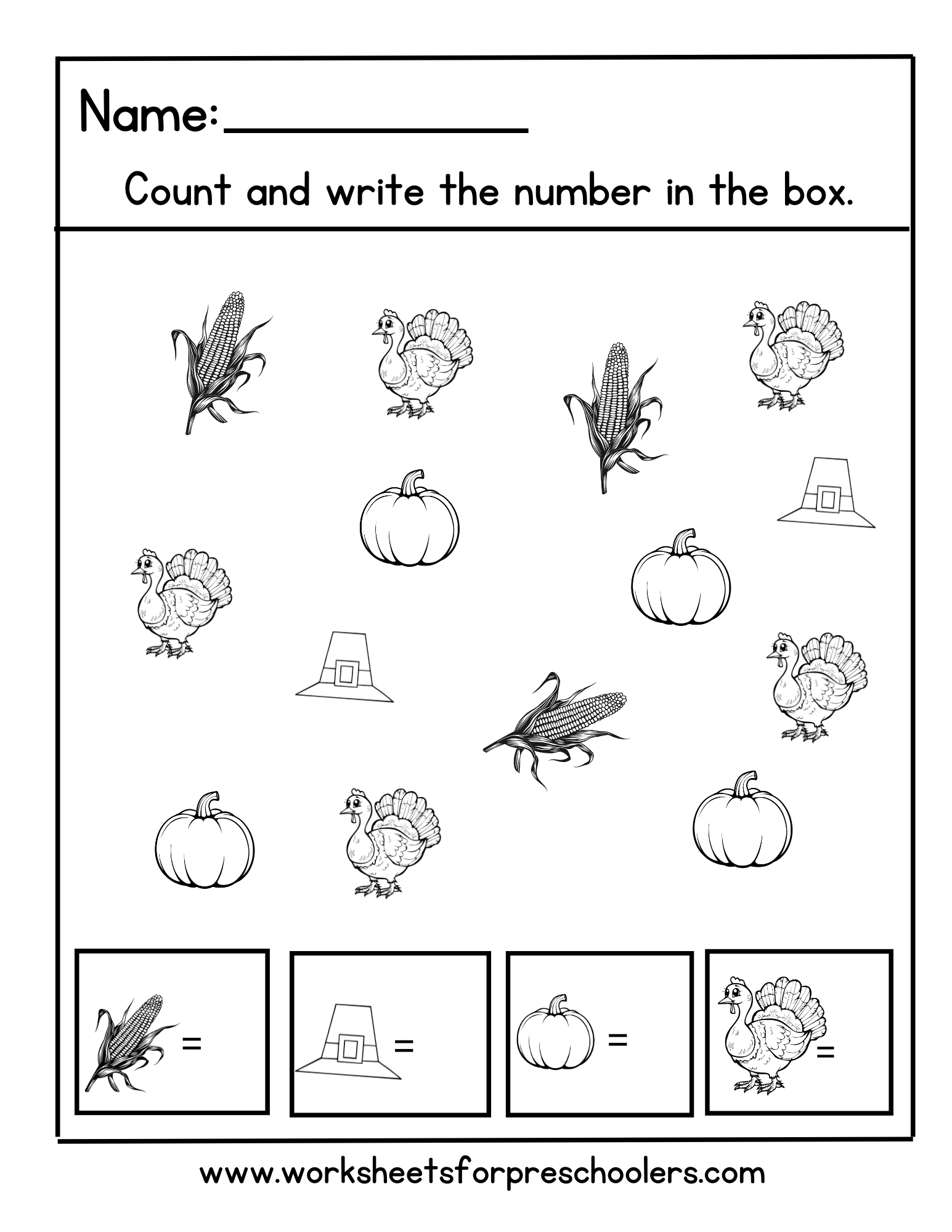 Counting Math Worksheet 
