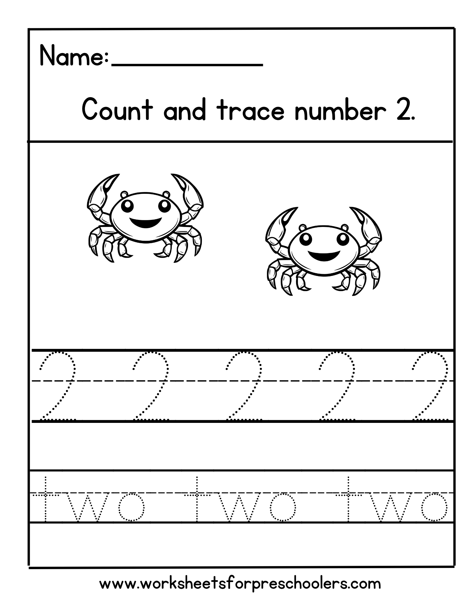 Number 2 Worksheet