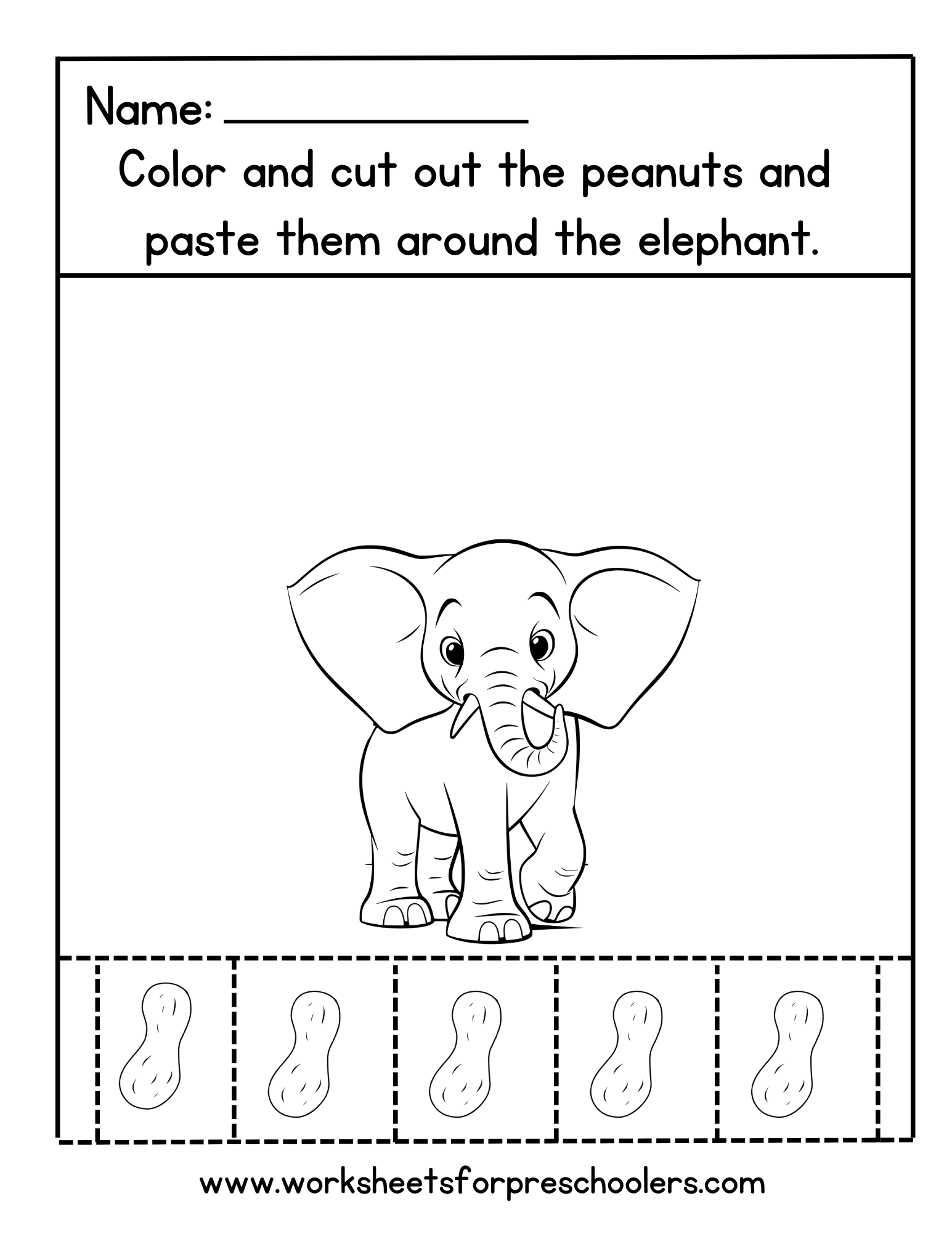 Elephant Cut and Paste Worksheet 