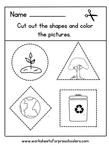 Earth Day Shapes Activity Worksheet