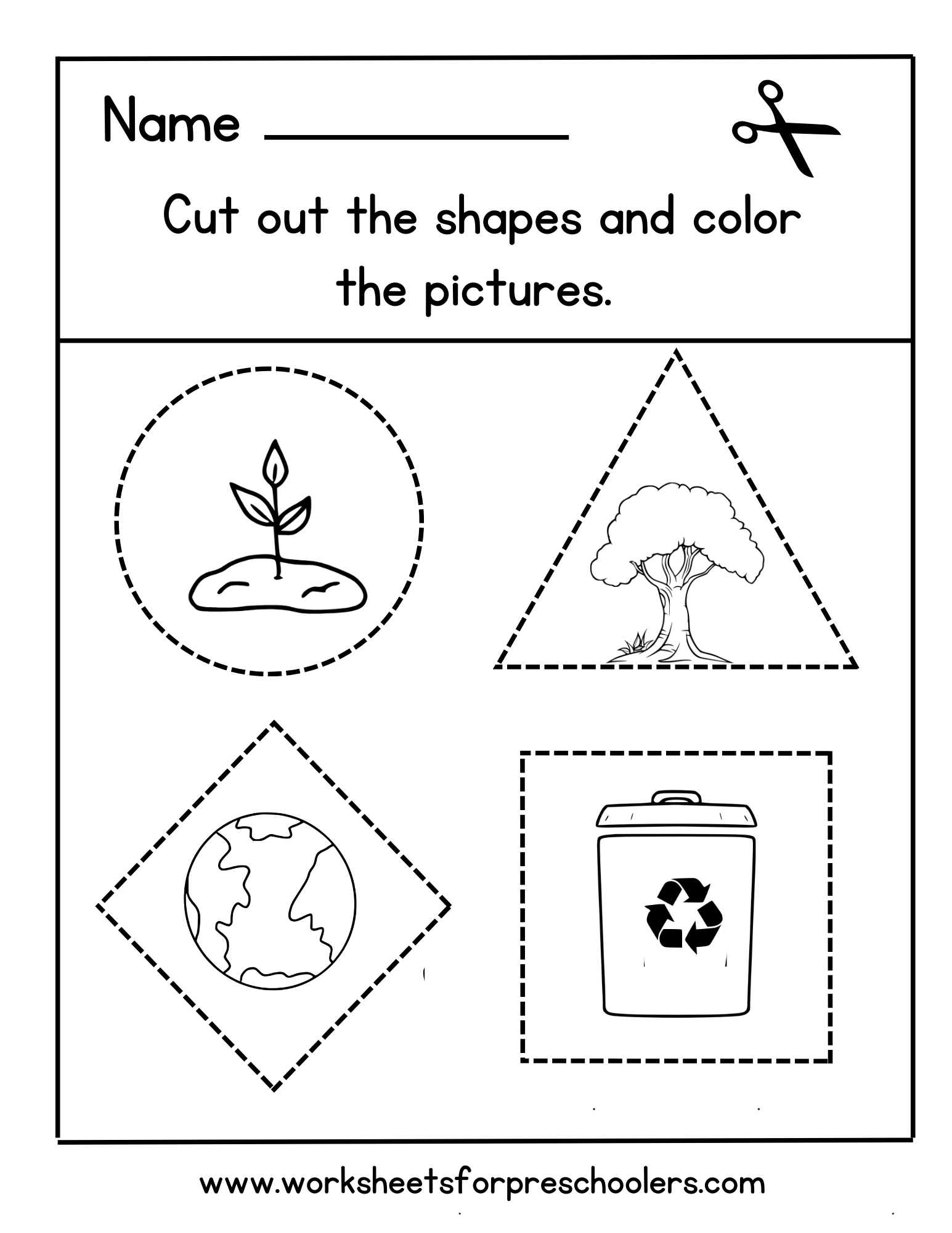 Earth Day Shapes Activity Worksheet