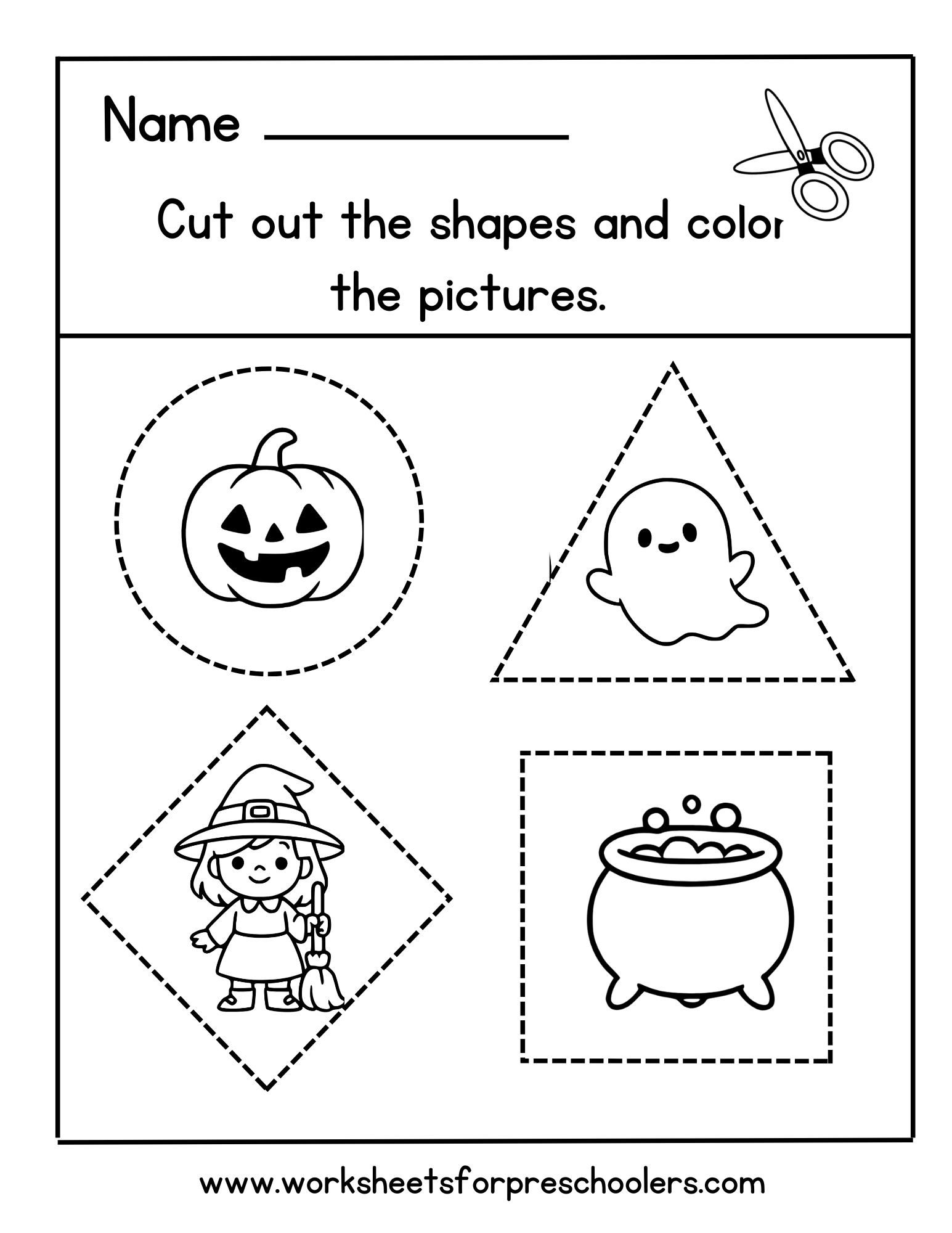 Halloween Cut Out Shapes Worksheet