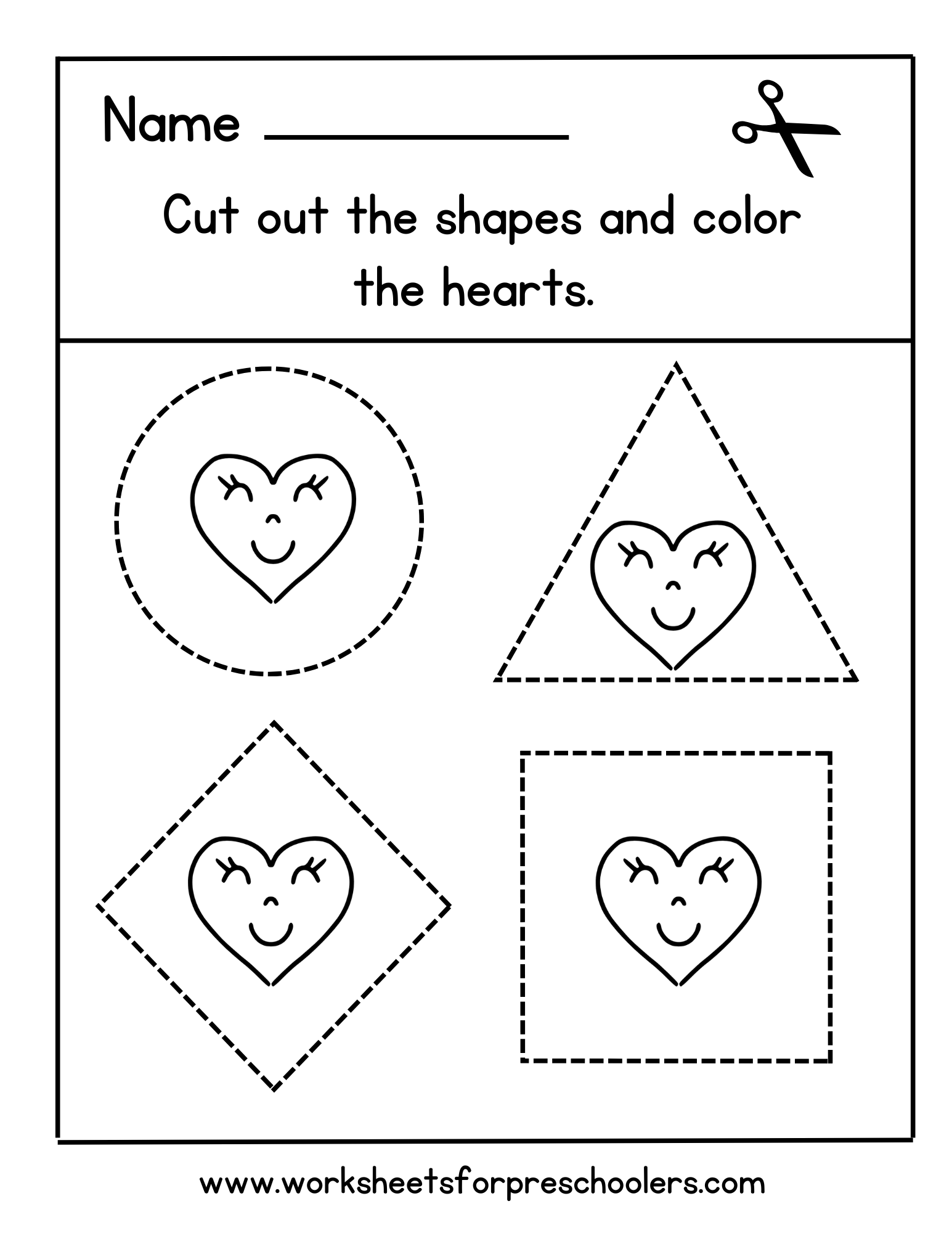 Valentine Shapes Activity Worksheet