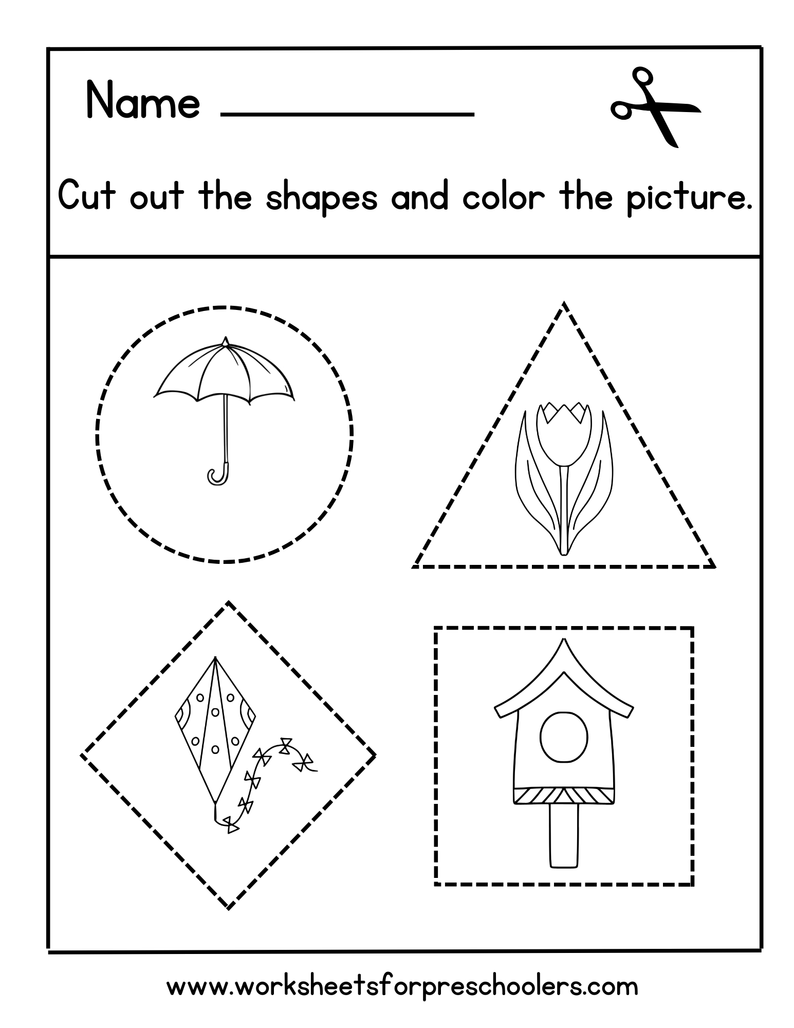 Spring Season Shapes Activity Worksheet Spring Season Shapes Activity Worksheet