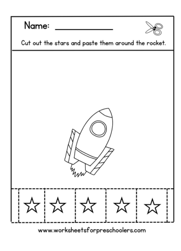Rocket Cut and Paste Activity Worksheet