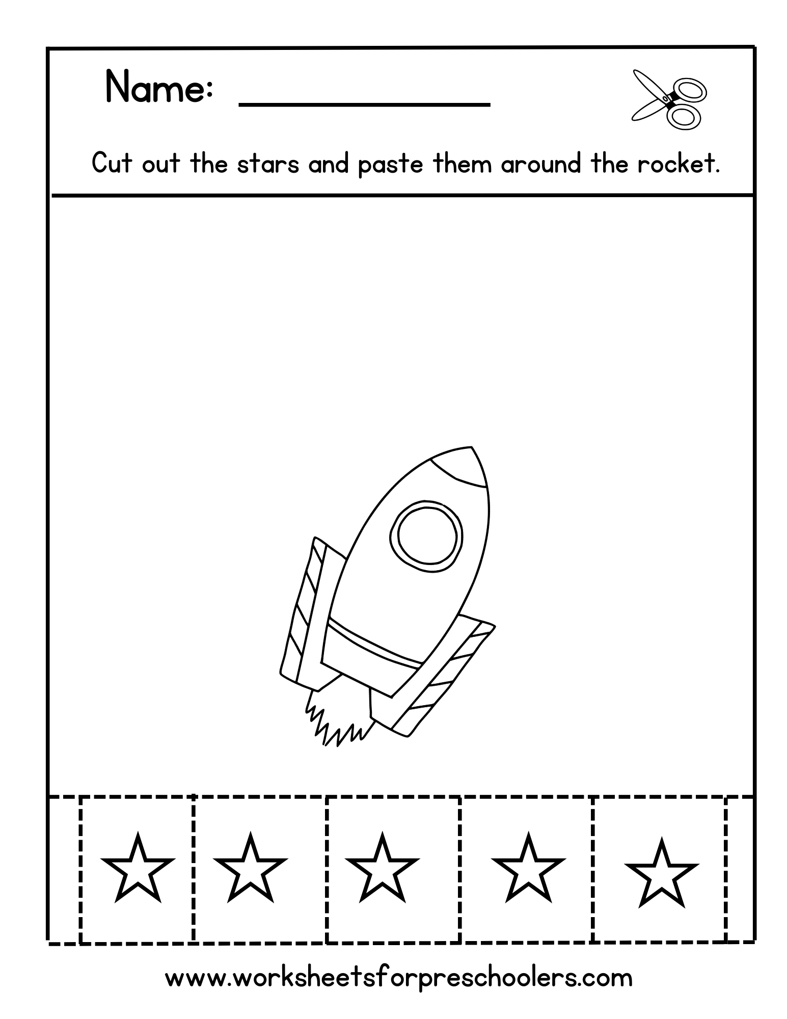 Rocket Cut and Paste Activity Worksheet