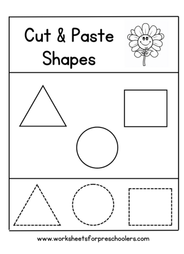 Cut and Paste Shapes Worksheets for Preschool