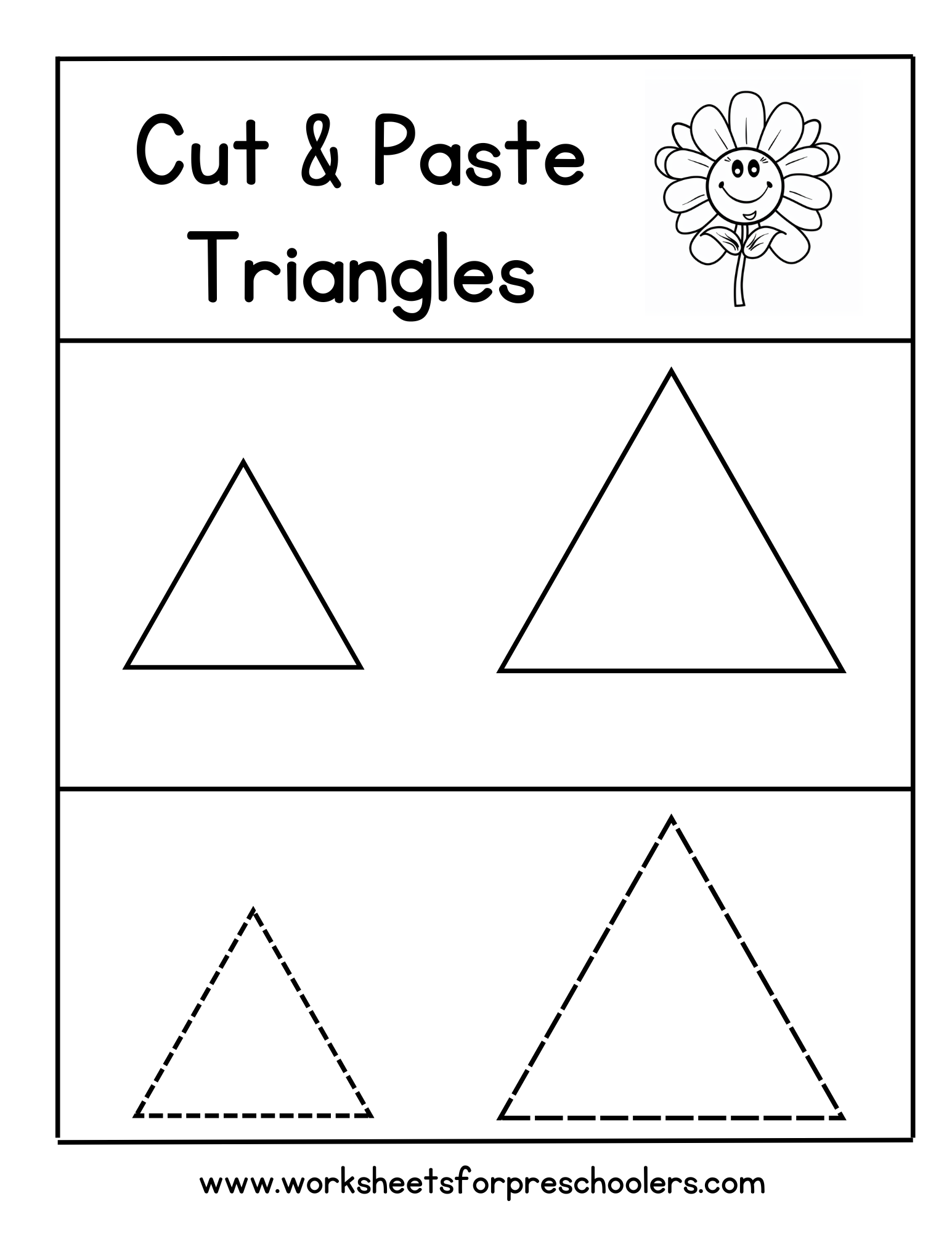 Cut and Paste Triangle Shapes Worksheets for Preschool Cut and Paste Triangle Shapes Worksheets for Preschool