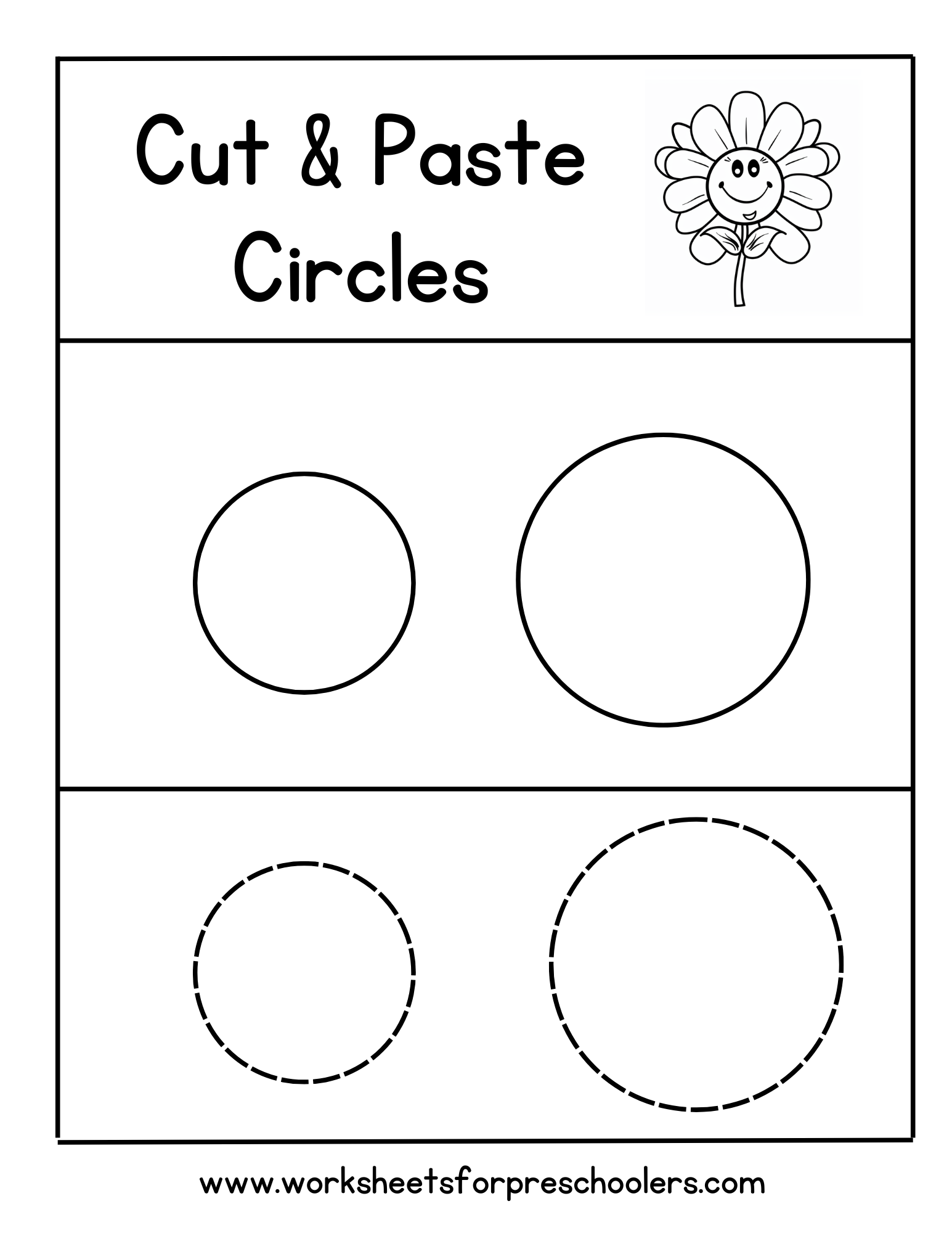 Cut and Paste Circle Shapes Worksheets for Preschool