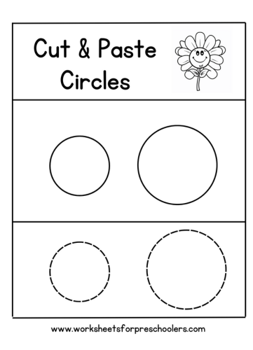 Cut and Paste Circle Shapes Worksheets for Preschool