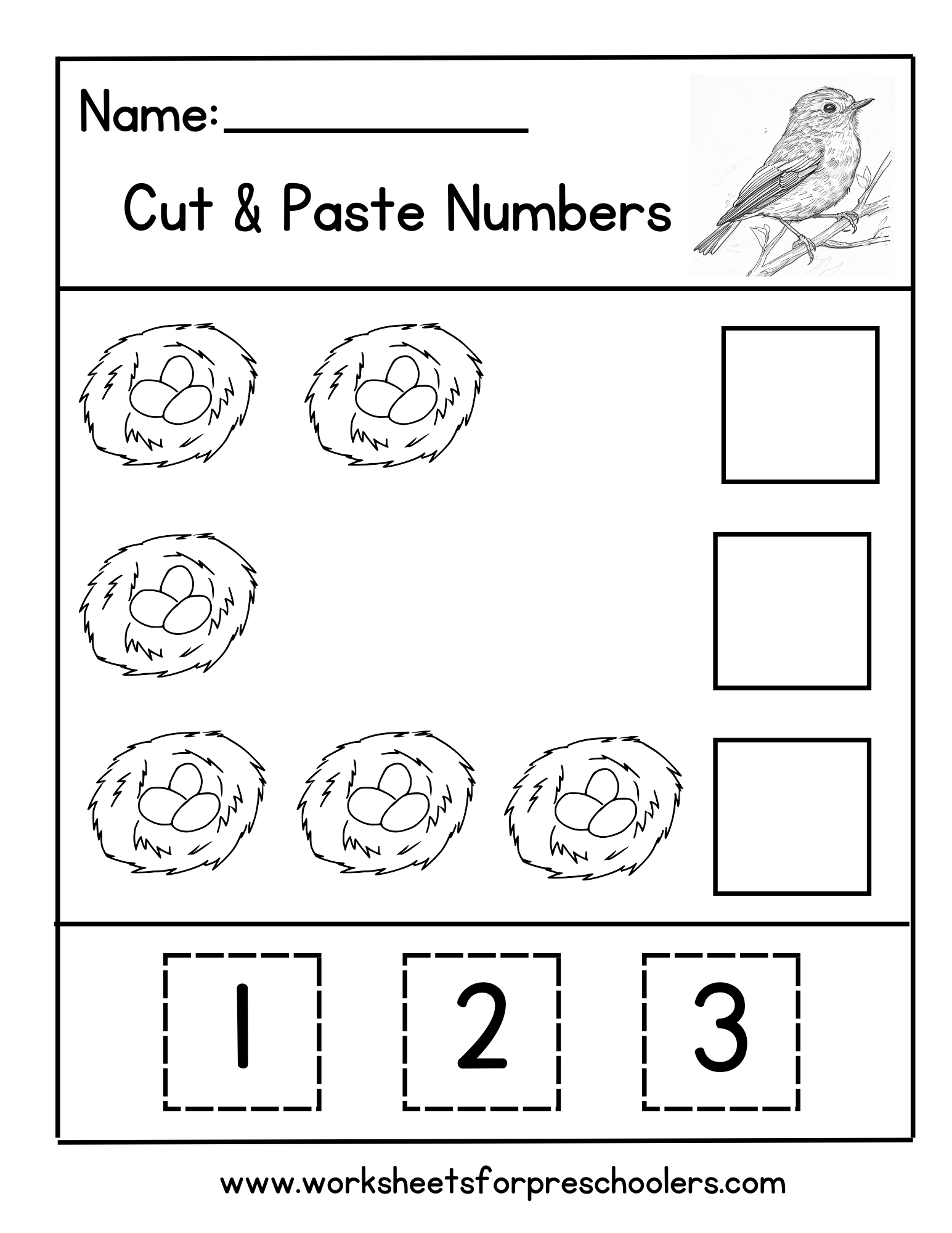 Cut and Paste Bird Nests Math Worksheet Cut and Paste Bird Nests Math Worksheet