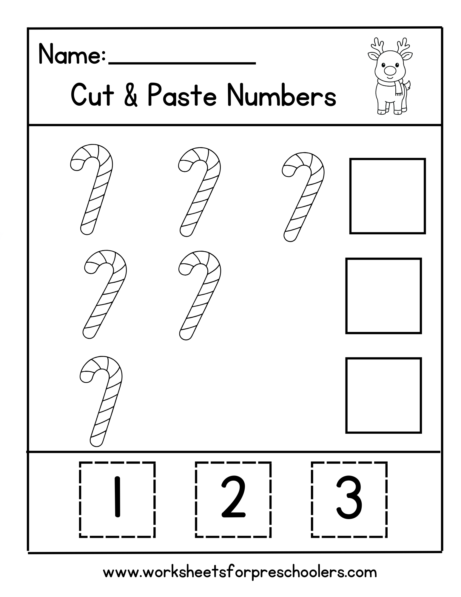 Candy Cane Cut and Paste  Worksheet