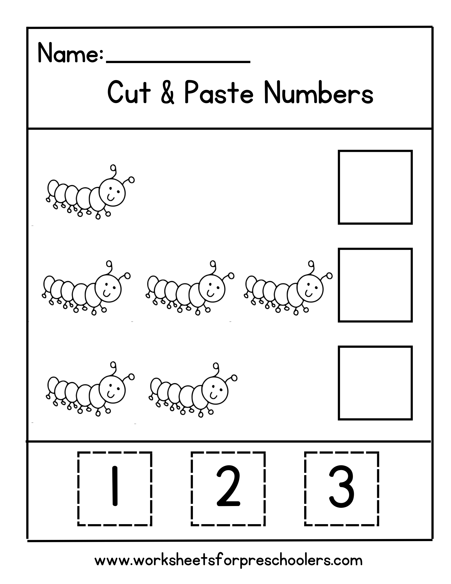 Cut and Paste Caterpillars Math Worksheet 