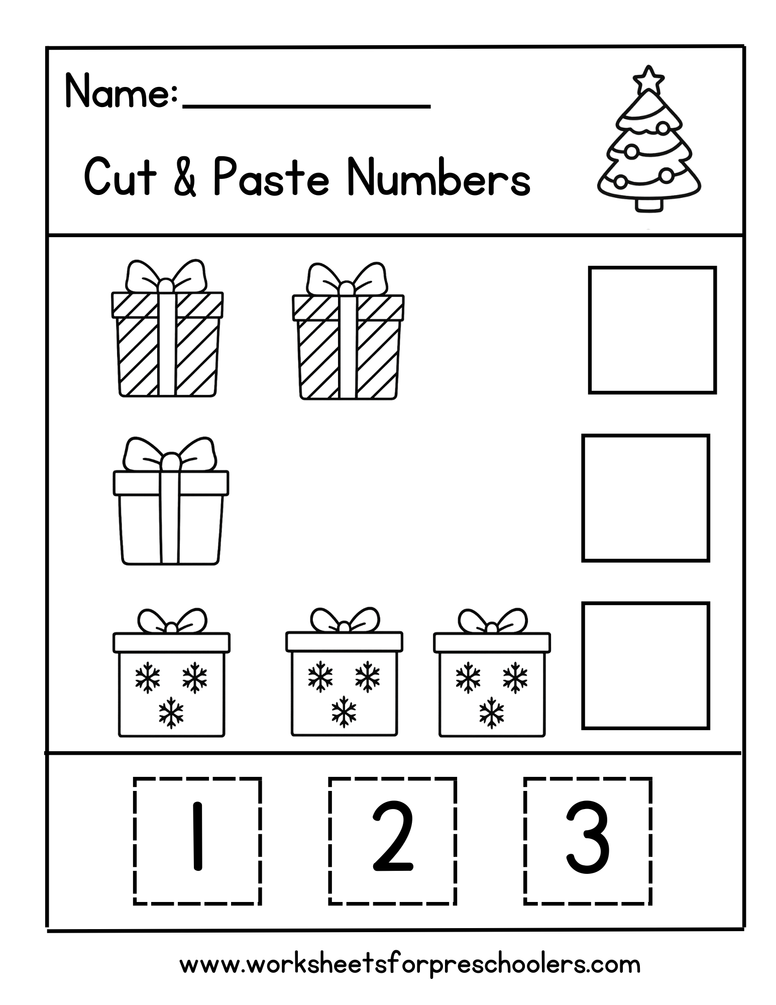 Merry Christmas Tree Coloring Page for Preschoolers
