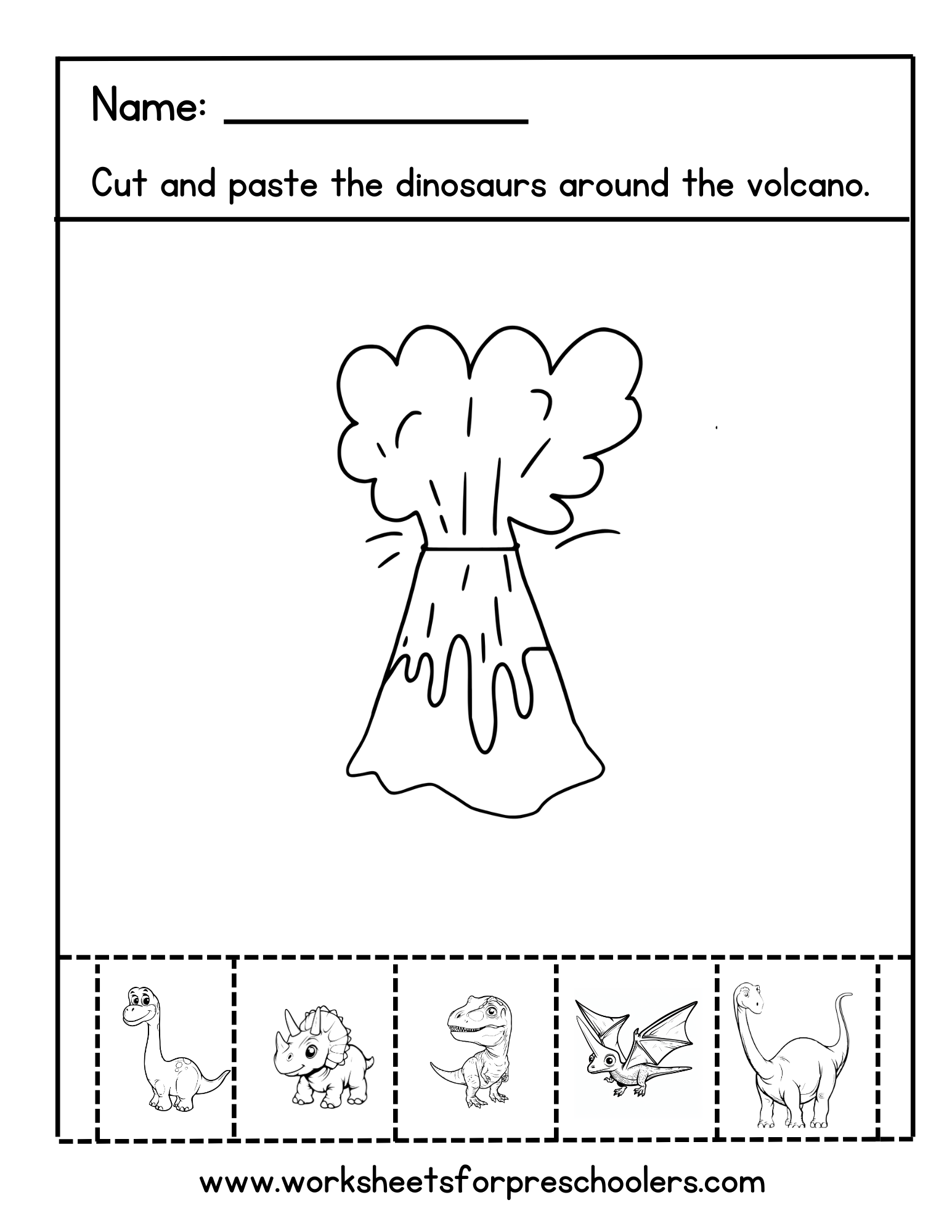 Dinosaur Cut and Paste Worksheet Dinosaur Cut and Paste Worksheet