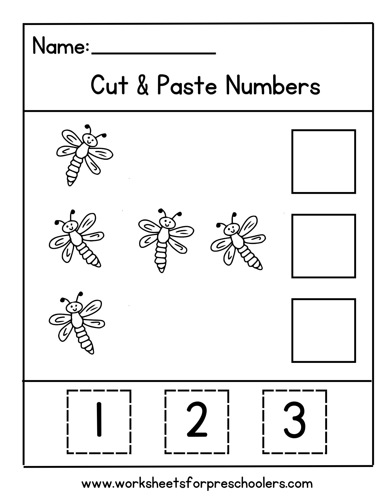 Cut and Paste Dragonflies Math Worksheet Cut and Paste Dragonflies Math Worksheet