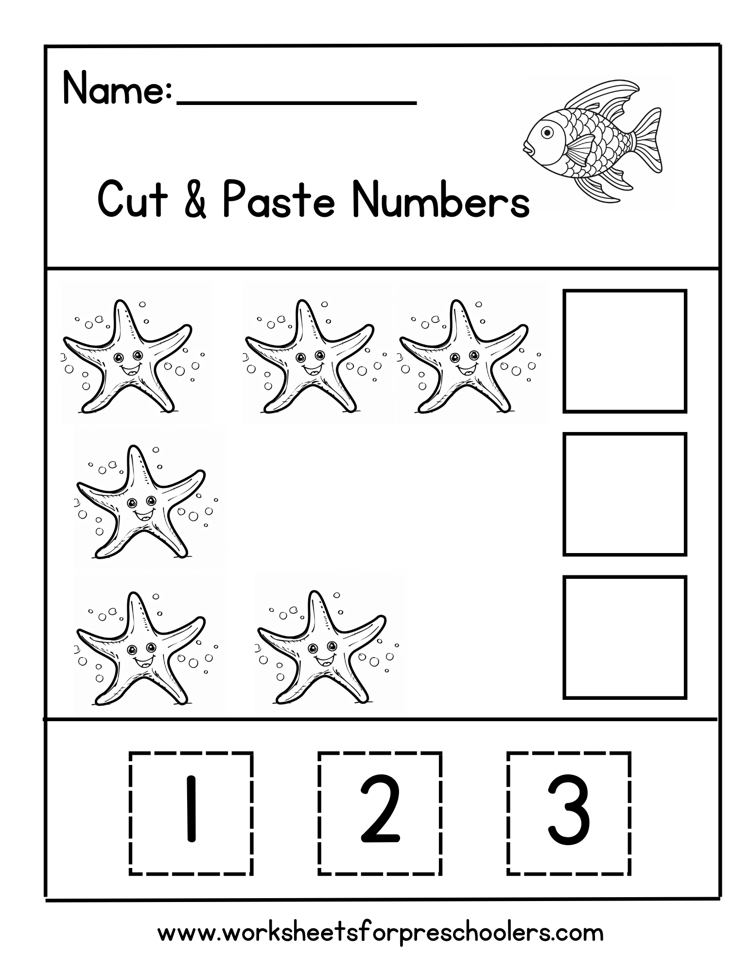 Cut and Paste Math Worksheet-Fish
