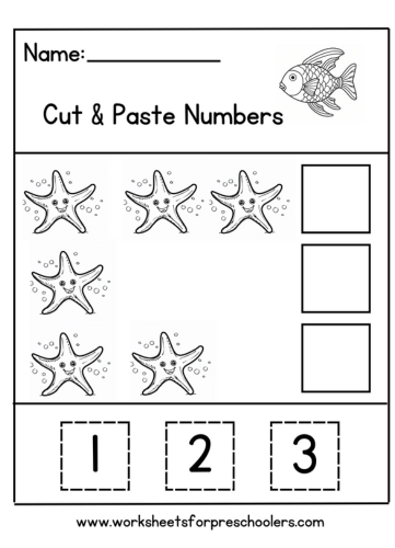 Cut and Paste Math Worksheet  Fish