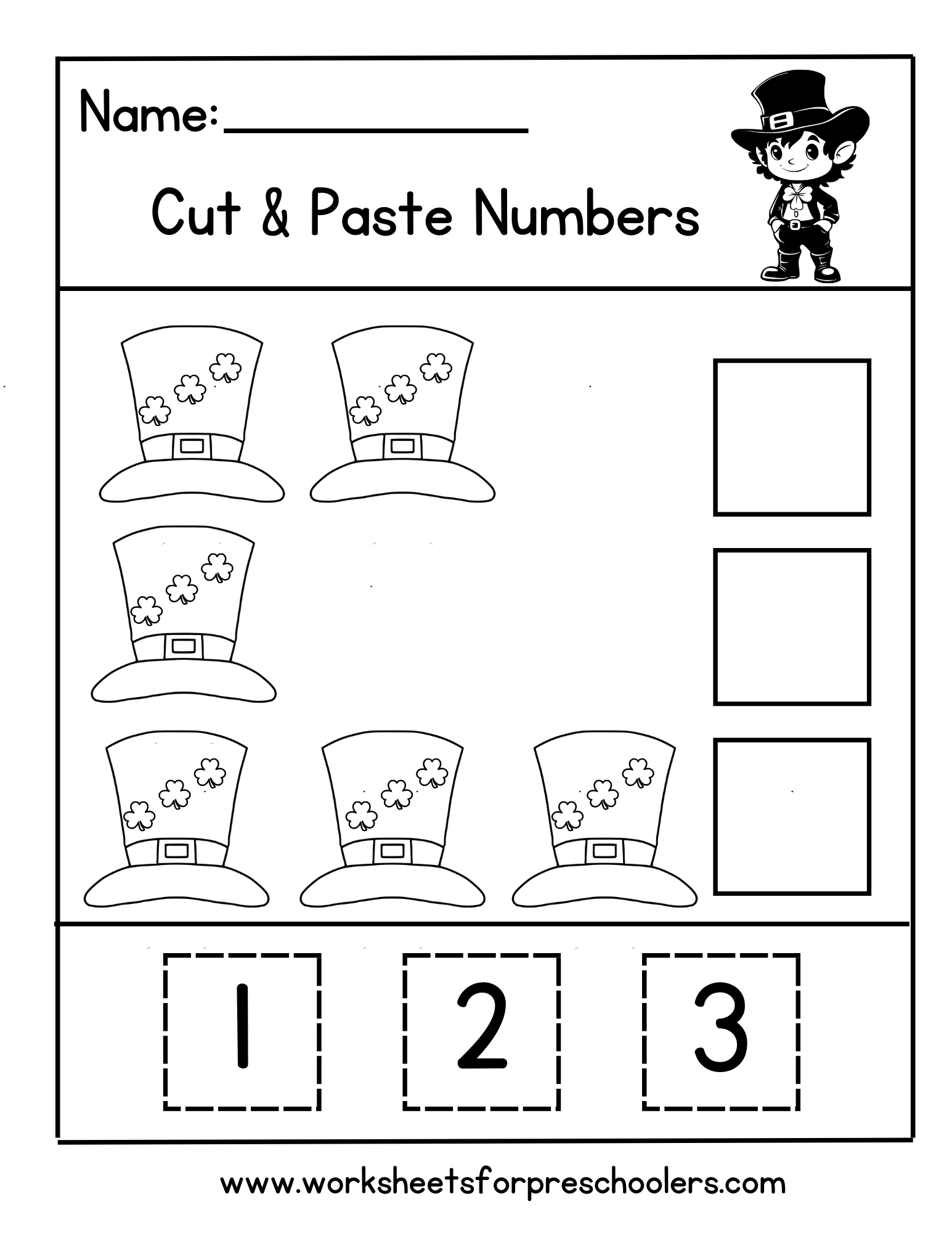 Cut and Paste Leprechaun Hat Worksheet  Cut and Paste Leprechaun Hat Worksheet