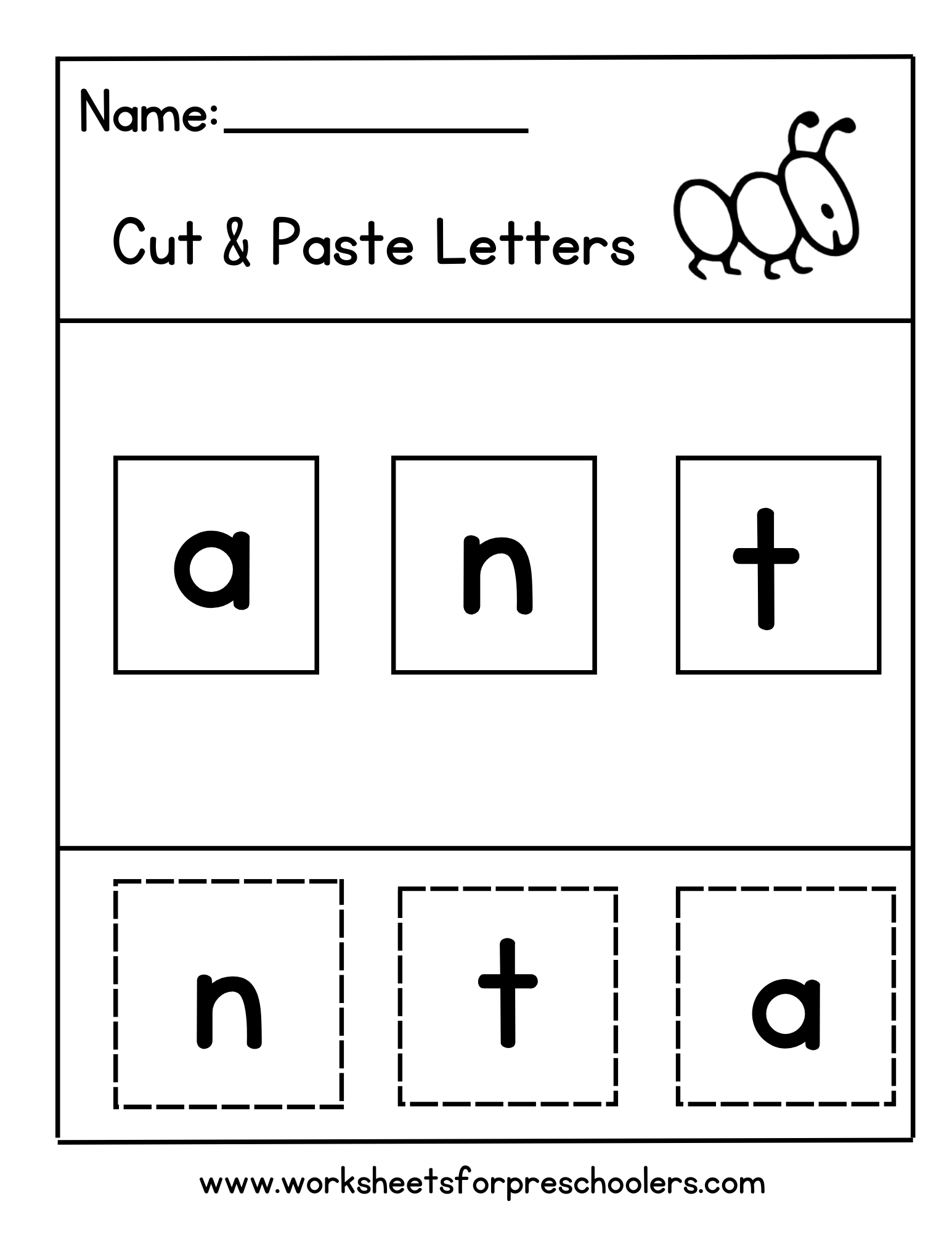 Cut and Paste Letter Worksheet Ant Cut and Paste Letter Worksheet Ant