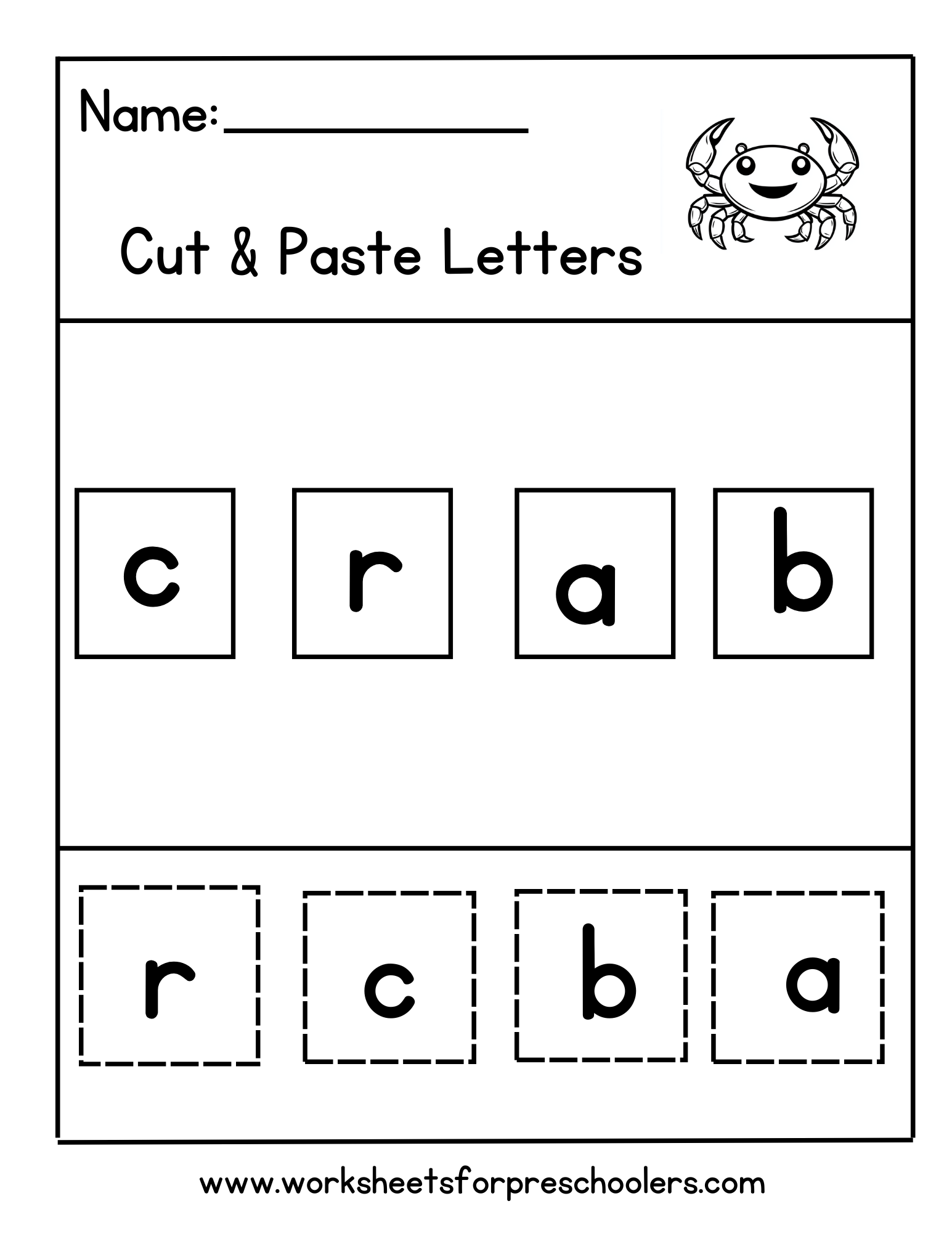 Cut and Paste Letters-Crab Cut and Paste Letters-Crab