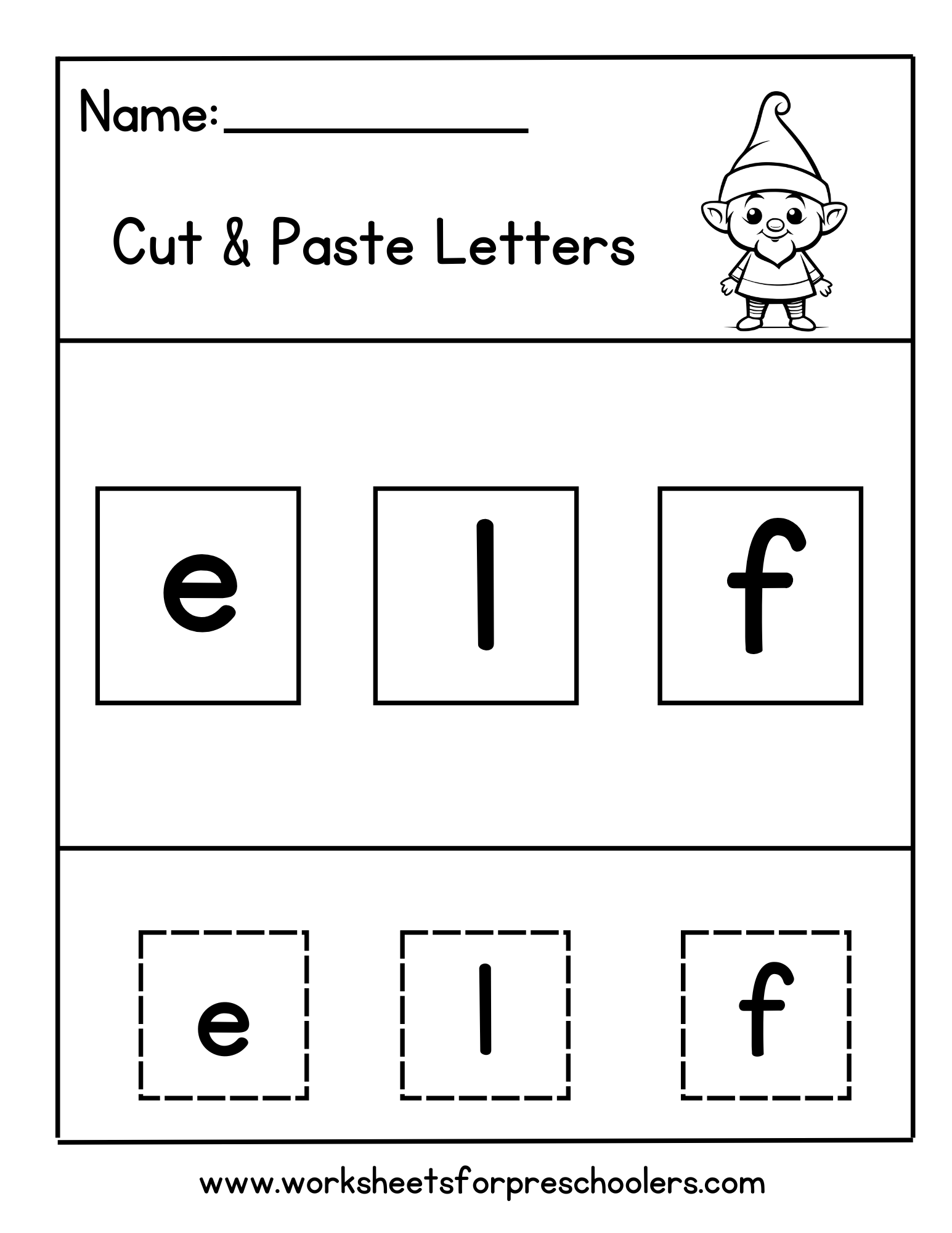 Cut and Paste Letters Worksheet