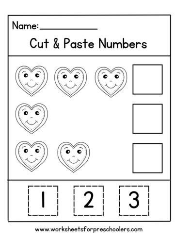 Cut and Paste Worksheet Hearts