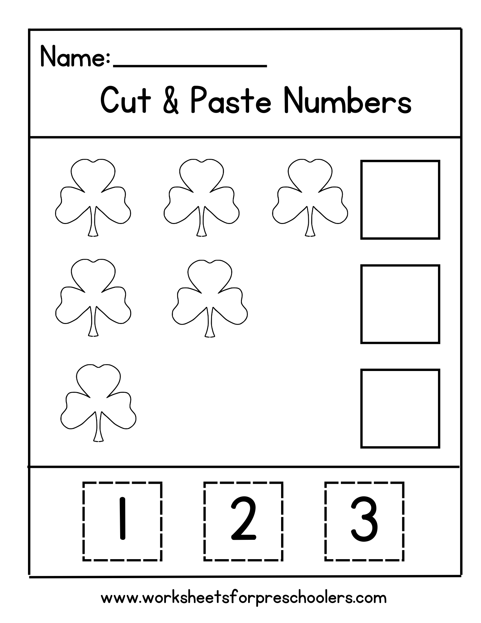Cut and Paste Shamrocks Math Worksheet  Cut and Paste Shamrocks Math Worksheet