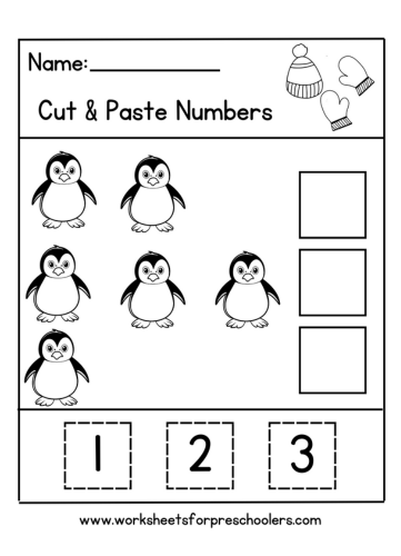 Cut and Paste Penguins Math Worksheet
