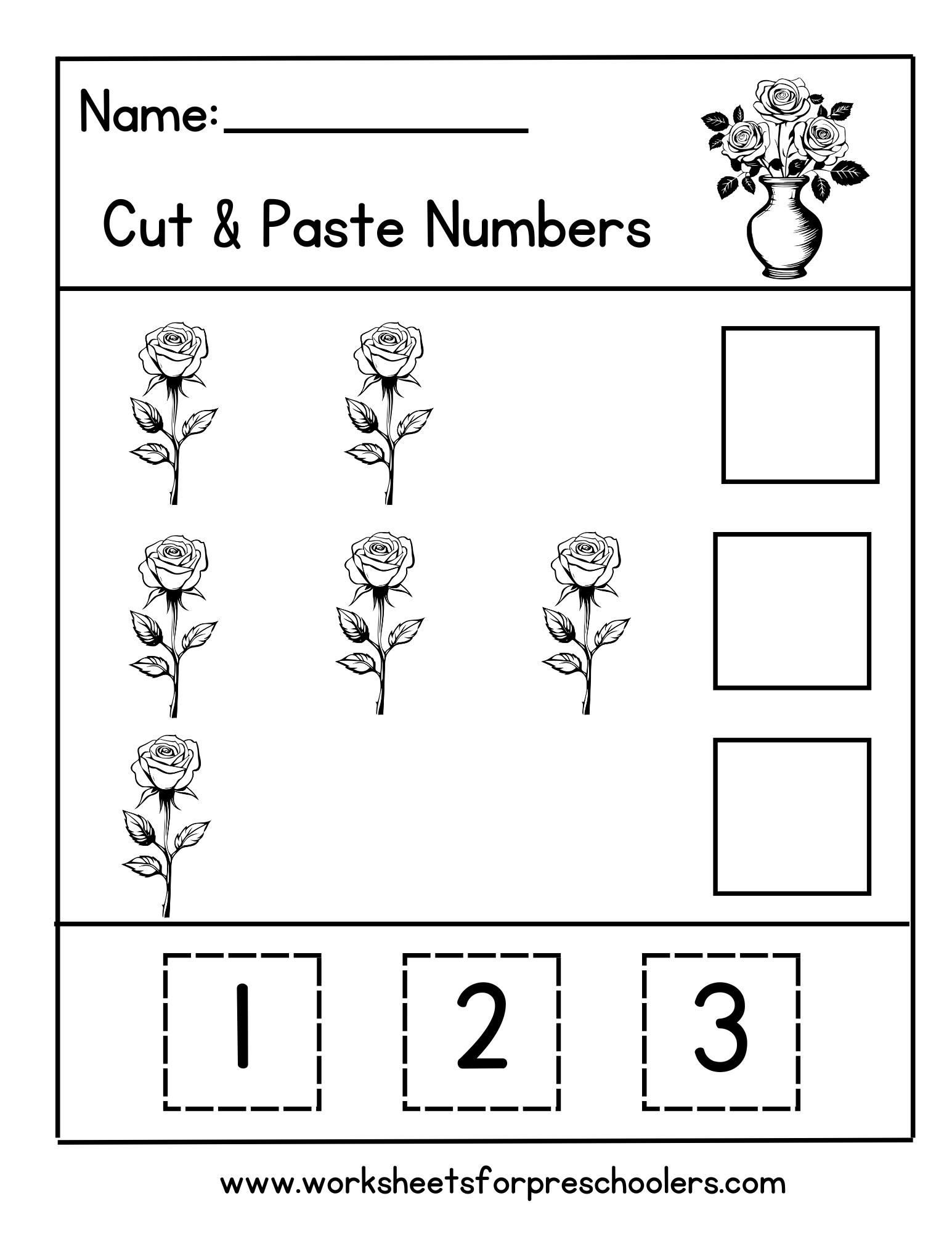 Cut and Paste Flowers Math Worksheet  Cut and Paste Flowers Math Worksheet
