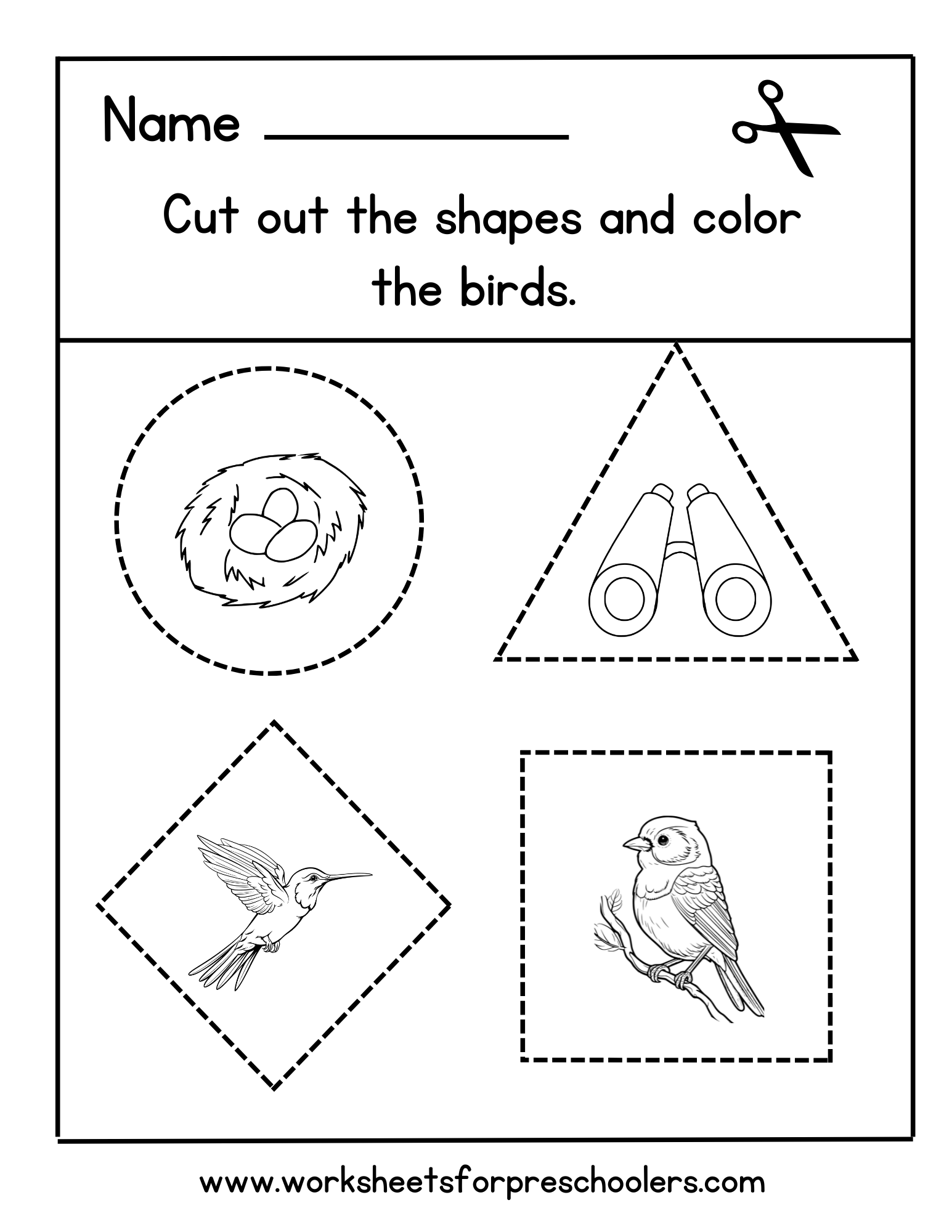 Birdwatching Shapes Activity Worksheet Birdwatching Shapes Activity Worksheet