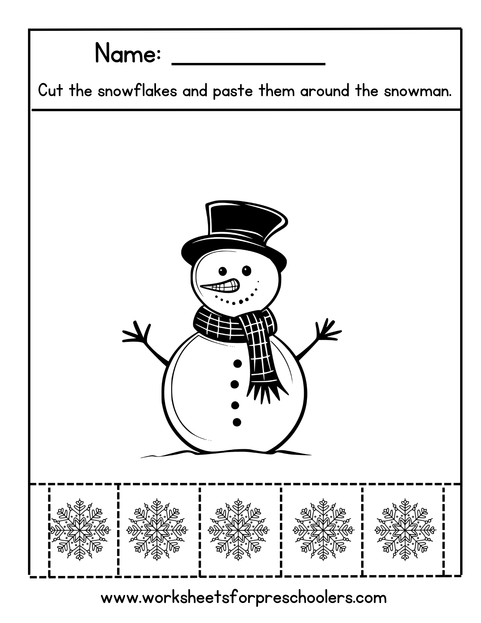 Snowman Activity Worksheet