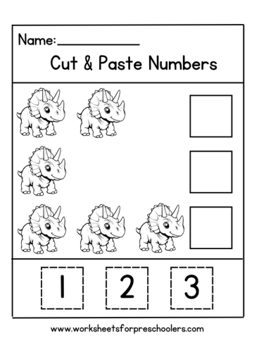 Dinosaur Cut and Paste Math Worksheet