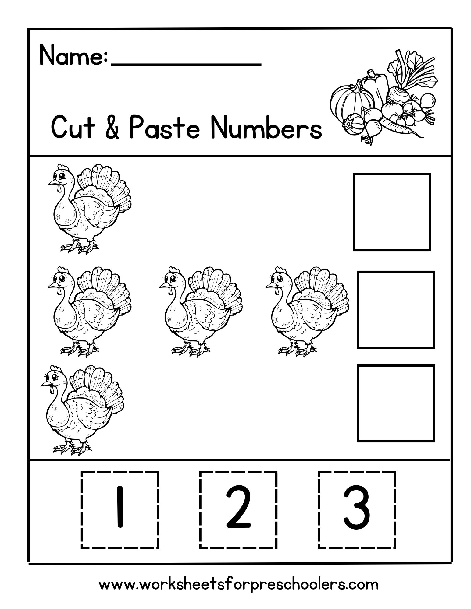 Cut and Paste Number Worksheet
