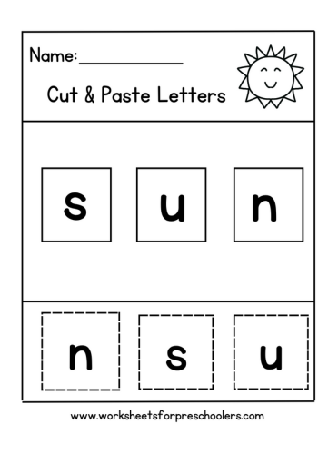 Cut and Paste Letter for Sun Worksheet 