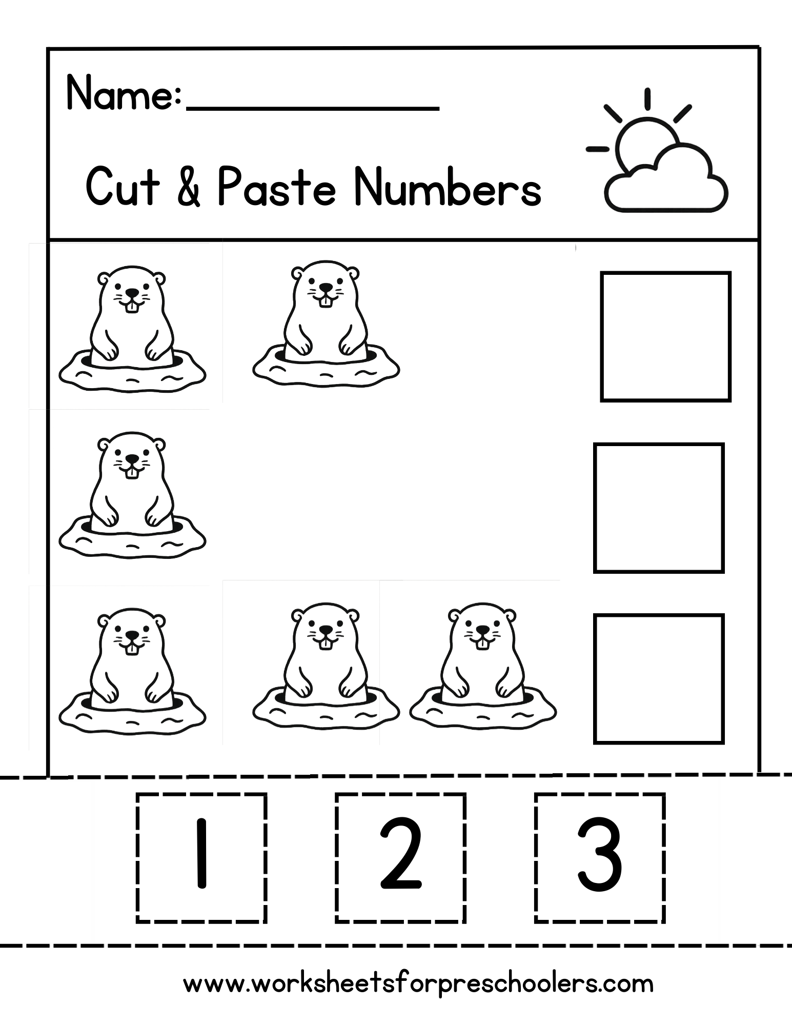 Cut and Paste Numbers Worksheet