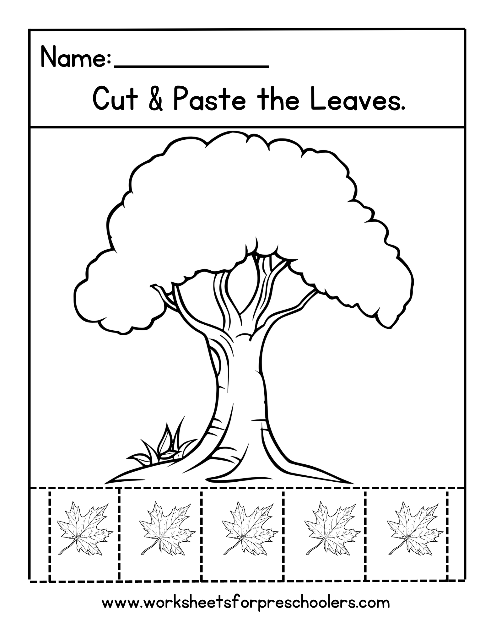 Fall Leaves Cut and Paste Worksheet Preschool